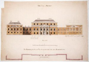 Bir villa için kat planı ve cephe, 1763 (grafit, kalem ve mürekkep ve kağıt üzerinde yıkama) by Stephen Riou